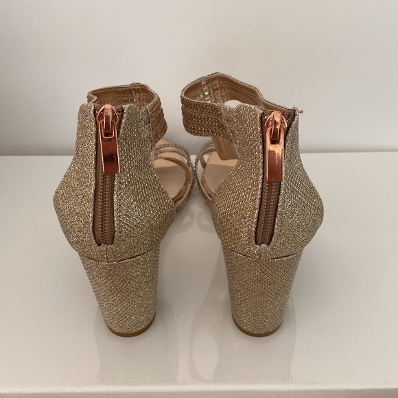 Rose gold studded block heels Davids Bridal Everly Size 8 - Picture 7 of 16